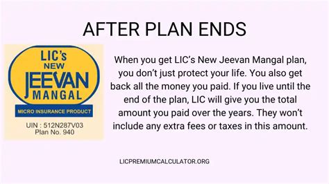 LIC S New Jeevan Mangal UIN 512N287V03 Plan No 940 Lic Premium