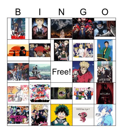 Anime Bingo Card