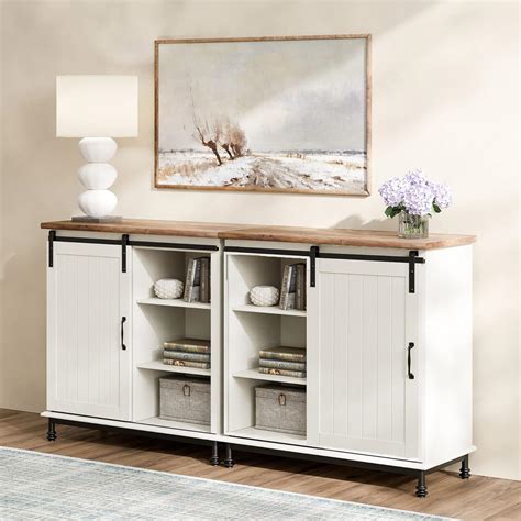 Amazon WAMPAT Sideboard Buffet Cabinets With Sliding Barn Wood