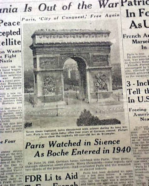 France Newspaper Proclaiming The Liberation Of Paris