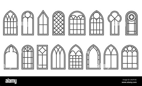 Conjunto De Contornos De Ventanas G Ticas Silueta De Marcos De La