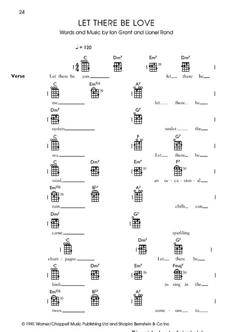 Let There Be Love Ukulele Chord Songbook Pdf Noten Von Nat King Cole In C Dur Fbd 39139