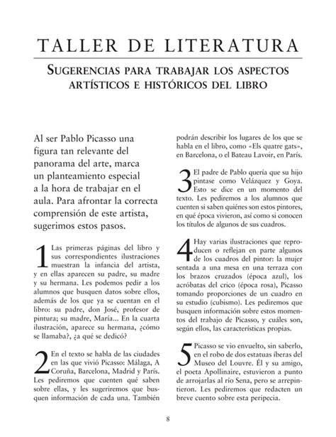 Pablo Picasso Y El Cubismo Lectura Y Actividades Pdf