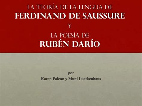 Ppt La Teor A De La Lengua De Ferdinand De Saussure Y La Poes A De