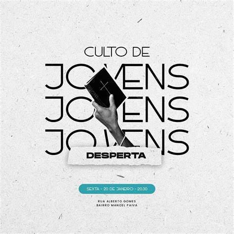 Culto de Jovens Flyer Gospel Social Media PSD Editável download Designi