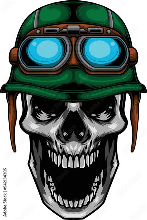 Vector Illustration Of Skull Wearing Helmet Stock Vector Adobe Stock