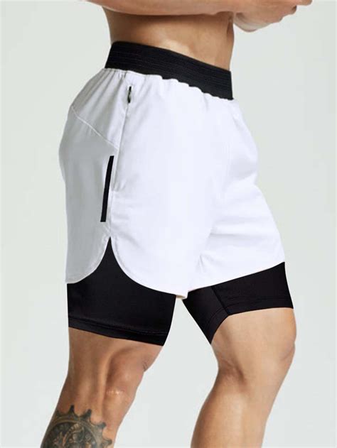 Manfinity Fitness Shorts Deportivos 2 En 1 Para Hombre Con Bloqueo De