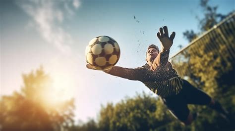 Premium Photo Soccer Goalkeeper Catches The Ball Generative AI