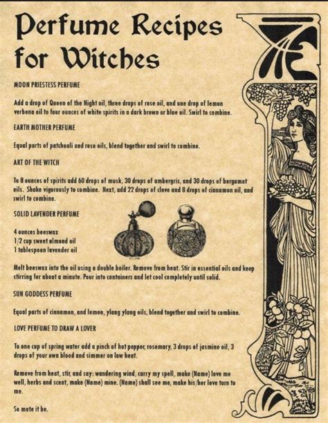 Perfume Recipes For Witches Witchcraft Witch Books Book Of Shadows