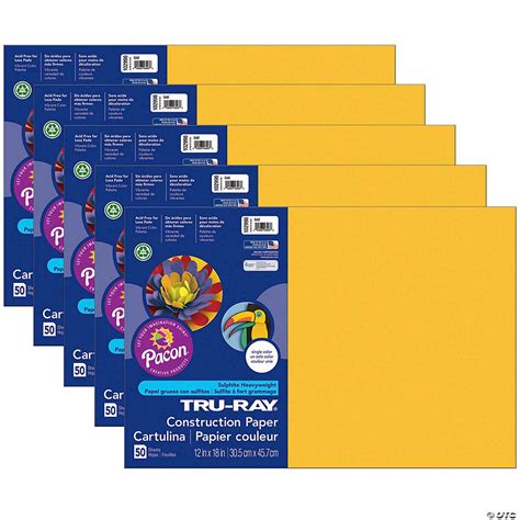 Tru Ray Construction Paper Gold 12 Proper 18 50 Sheets Per Pack 5 Packs Oriental Trading