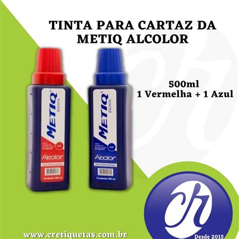 Tinta P Cartaz Metiq Alcolor Ml Vermelha Azul Cr Etiquetas