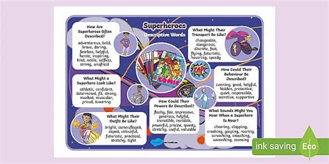 KS1 Superheroes Descriptive Word Mat Teacher Made Twinkl