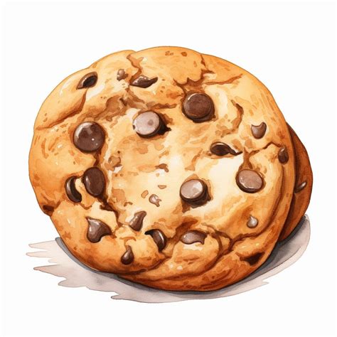 Watercolor Chocolate Chip Cookie Clipart Printable High Quality Jpgs