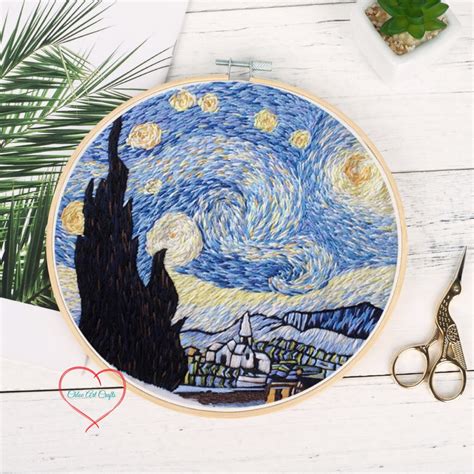 Van Gogh Starry Night Embroidery Kit For Beginner Modern Embroidery