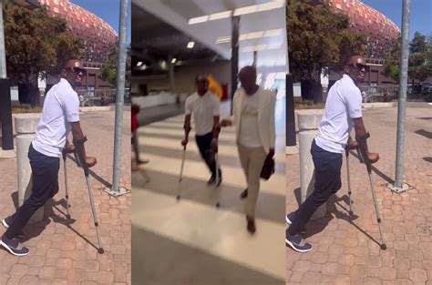 Watch Injured Bernard Parker Walks On Crutches To The Soweto Derby