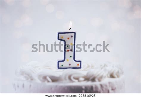 Cake 1 Candle On First Birthday Stock Photo Edit Now 228816925