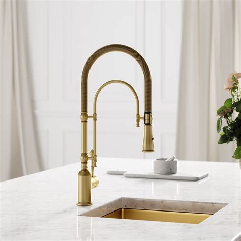 Claridge Brushed Gold Traditional Pull Out Kitchen Mixer Tap Lusso