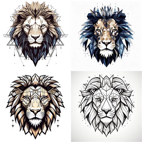 Geometric Lion Tattoo Outline PNG Lion Tattoo Flash Tattoo Stencils ...