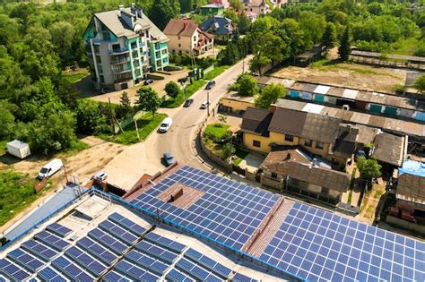 Premium Photo Aerial View Of Many Photo Voltaic Solar Panels Mounted