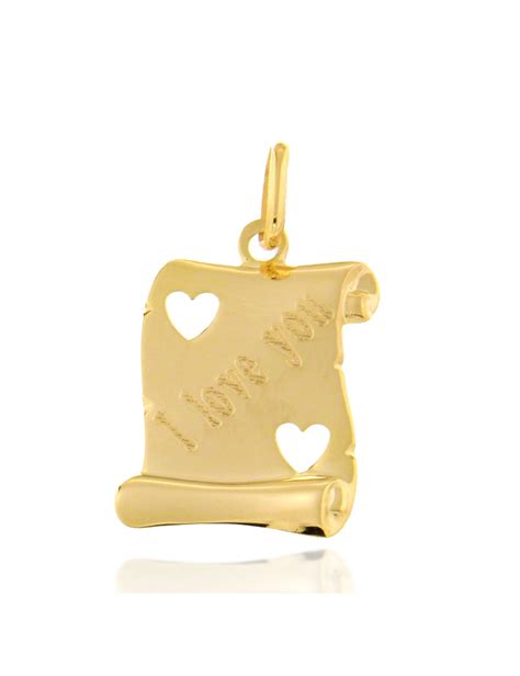 Pendentif Teddy Parchemin I Love Youor Jaune Cha Ne Offerte