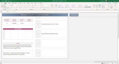 Recipe Creator Excel Template Editable Recipe Binder Etsy