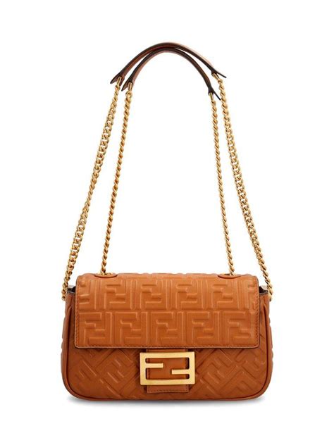 Fendi Baguette Chain Midi Shoulder Bag In White Lyst