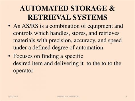 Automated Storage Retrieval System Powerpoint Slides Learnpick India