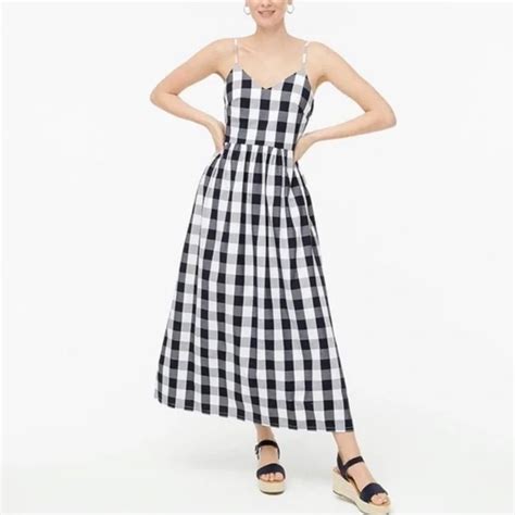 J Crew Factory Dresses J Crew Gingham Maxi Dress Smocked Bodice