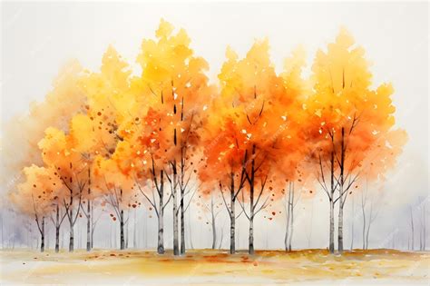 Premium Ai Image Watercolor Painting Of Autumn Trees