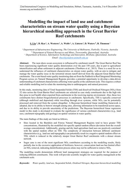 PDF Modelling The Impact Of Land Use And Catchment Characteristics On