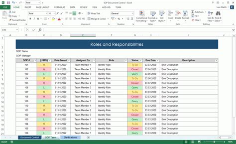 Sop Checklist Template Excel