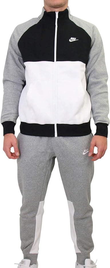 Nike M Nsw Ce Trk Suit Flc Tracksuit Dk Grey Heatherblackwhitelarge Uk Clothing