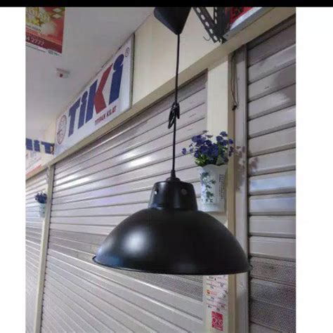 Jual Kap Lampu Gantung Industri Hitam Stainless Fitting E27 40cm 40 Cm