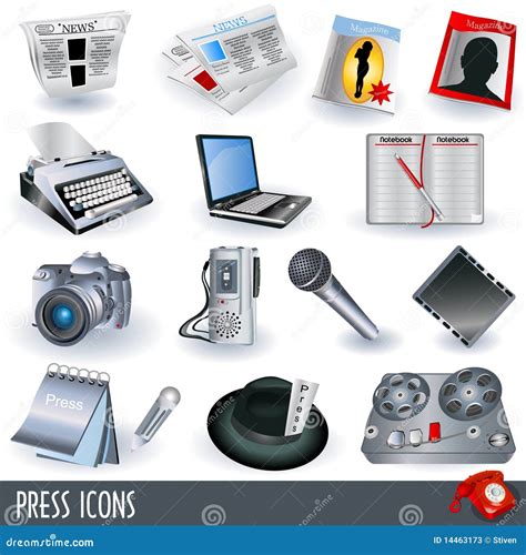 Press icons stock vector. Illustration of film, icon - 14463173