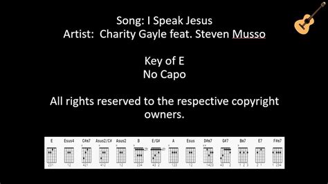 I Speak Jesus By Charity Gayle Feat Steven Musso Lyrics And Chords No Capo Youtube