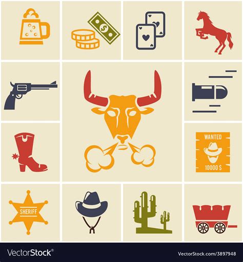 Assortment Of Wild West Icons Royalty Free Vector Image