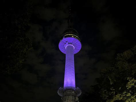 Namsan Tower Illuminated Purple For Bts Th Anniversary In Seoul