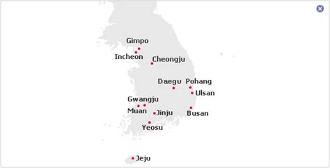 Asiana Airlines route map - domestic routes