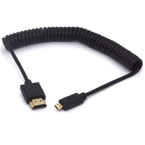 Câble Micro Hdmi Vers Hdmi Enroulé Adaptateur Hdmi Mâle Vers Micro Hdmi