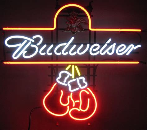 Budweiser Beer Neon Light W Boxing Gloves 30 Wide X 26 Tall