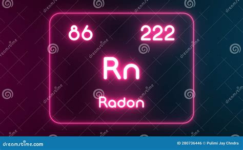 Modern Periodic Table Radon Element Neon Text Illustration Stock