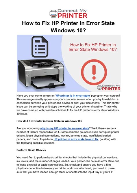 PPT How To Fix HP Printer In Error State Windows 10 PowerPoint