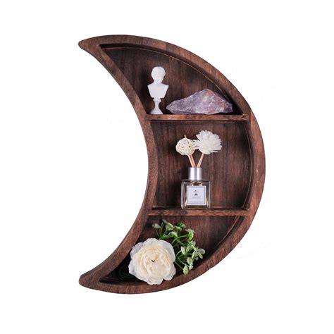 ELIAUK Floating Moon Wooden Shelves Reversible Crescent Moon Shelf Home