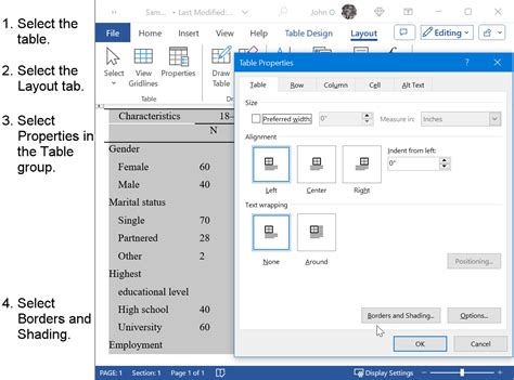 APA Format For A Table Using Microsoft Word