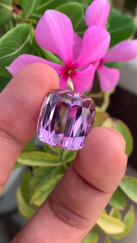 Kunzite Loose Gemstone Lavender Pink Color Faceted Cushion Shape