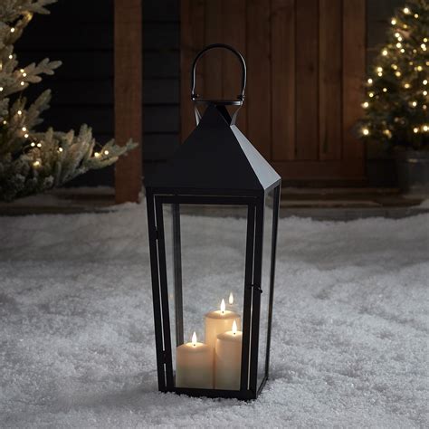 Cairns Large Black Garden Lantern With 3 Truglow® Candles Lights4fun