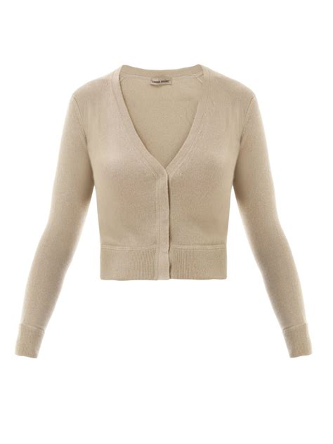 Tomas Maier Cropped Cashmere Cardigan In Beige Cream Lyst