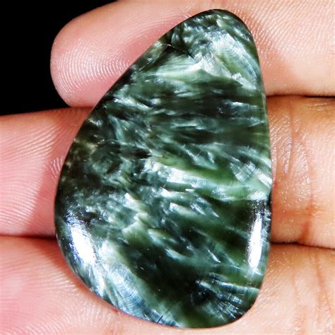 Natural Green Seraphinite Fancy Cabochon Loose Gemstone Cts