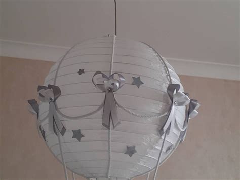 Starry Night Hot Air Balloon Nursery Light Shade In Grey And Etsy