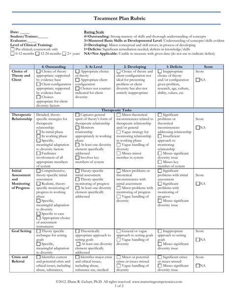 Care Plan Rubric